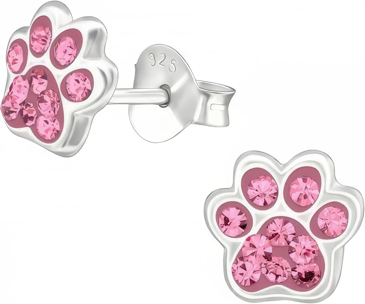 925 Sterling Silver Paw Print Stud Earrings, Dainty Tiny Pet Lover Jewelry Gift