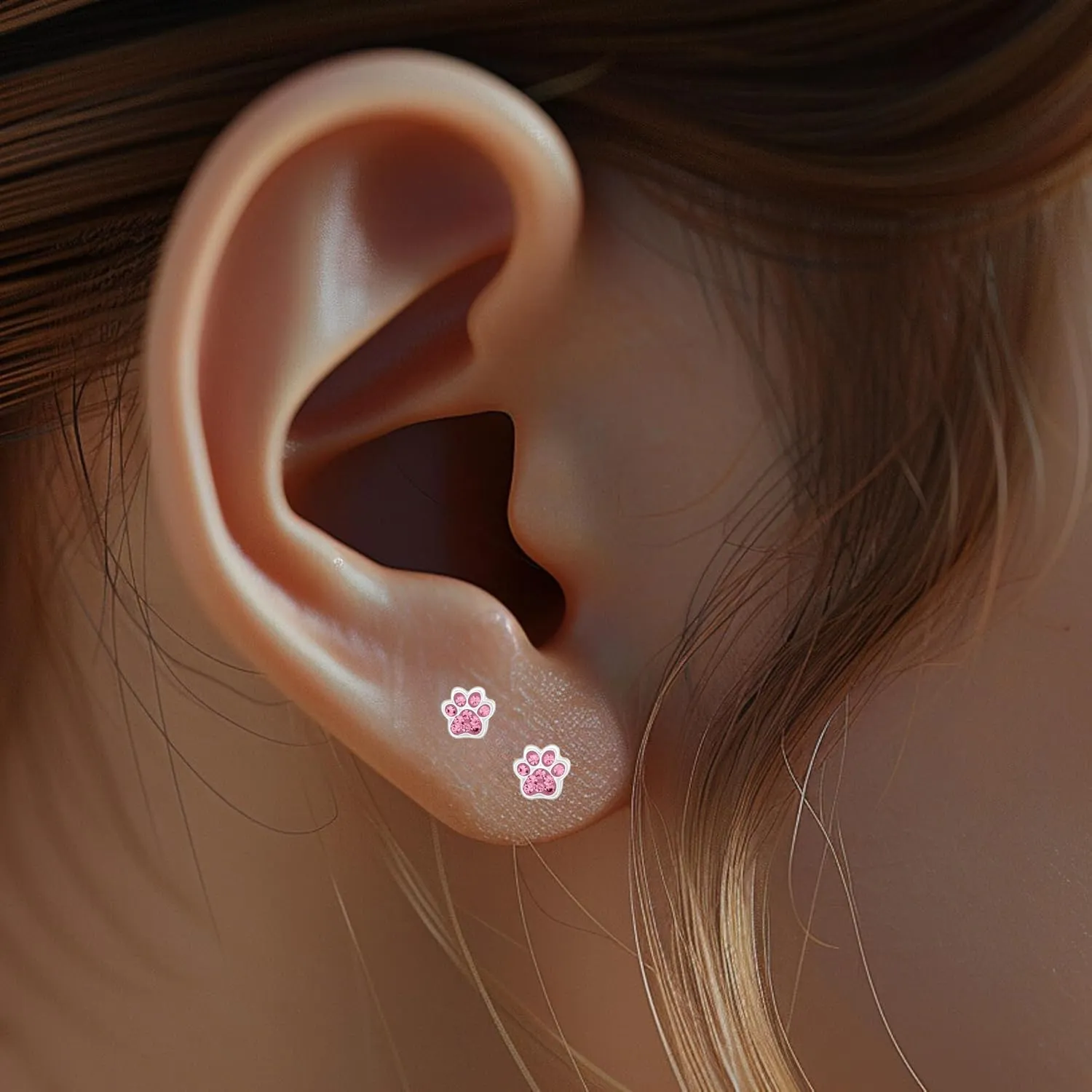 925 Sterling Silver Paw Print Stud Earrings, Dainty Tiny Pet Lover Jewelry Gift