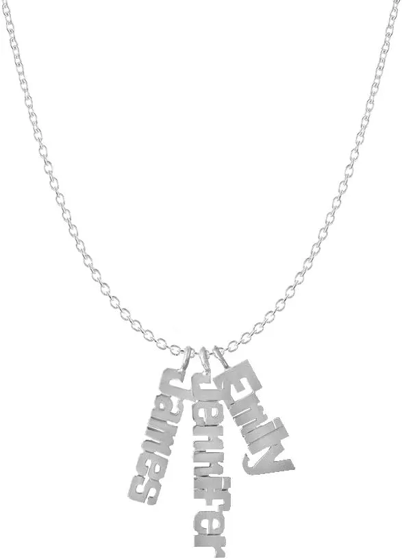 925 Sterling Silver Personalized Three Pendants Name Necklace Custom Made with 3 Names