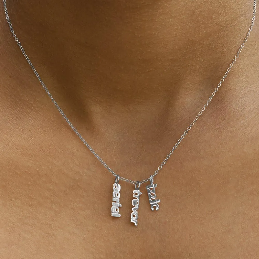 925 Sterling Silver Personalized Three Pendants Name Necklace Custom Made with 3 Names