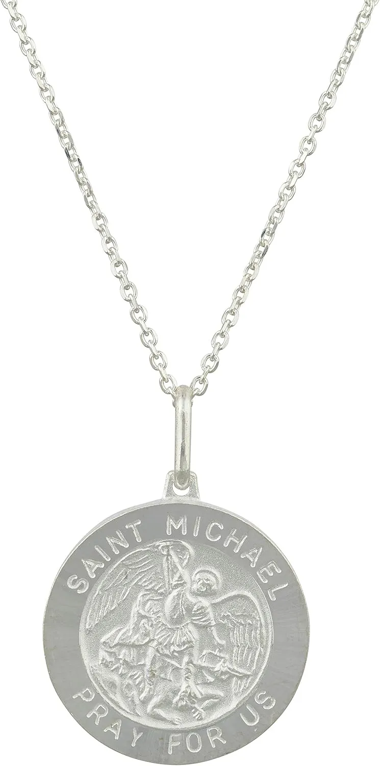 925 Sterling Silver Saint Benedict, Saint Christopher, Saint Lazarus, Saint Jude, Saint Michael and Jesus Head Religious Charm Medallion Pendant with 18 Inch Link Necklace