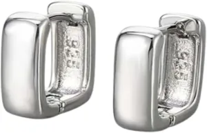 925 Sterling Silver Small Square Huggie Hoop Earrings for Women Chunky Geometric Minimalist Hoops