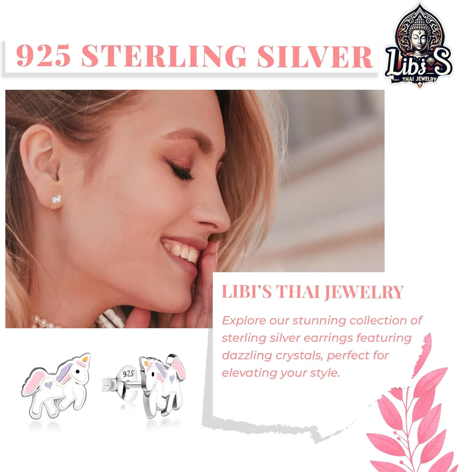925 Sterling Silver Stud Earring - Nickel & Lead-Free Earring Studs for Women - Stylish & Cute Stud Earrings with Butterfly Lock -Libis Thai Jewelry