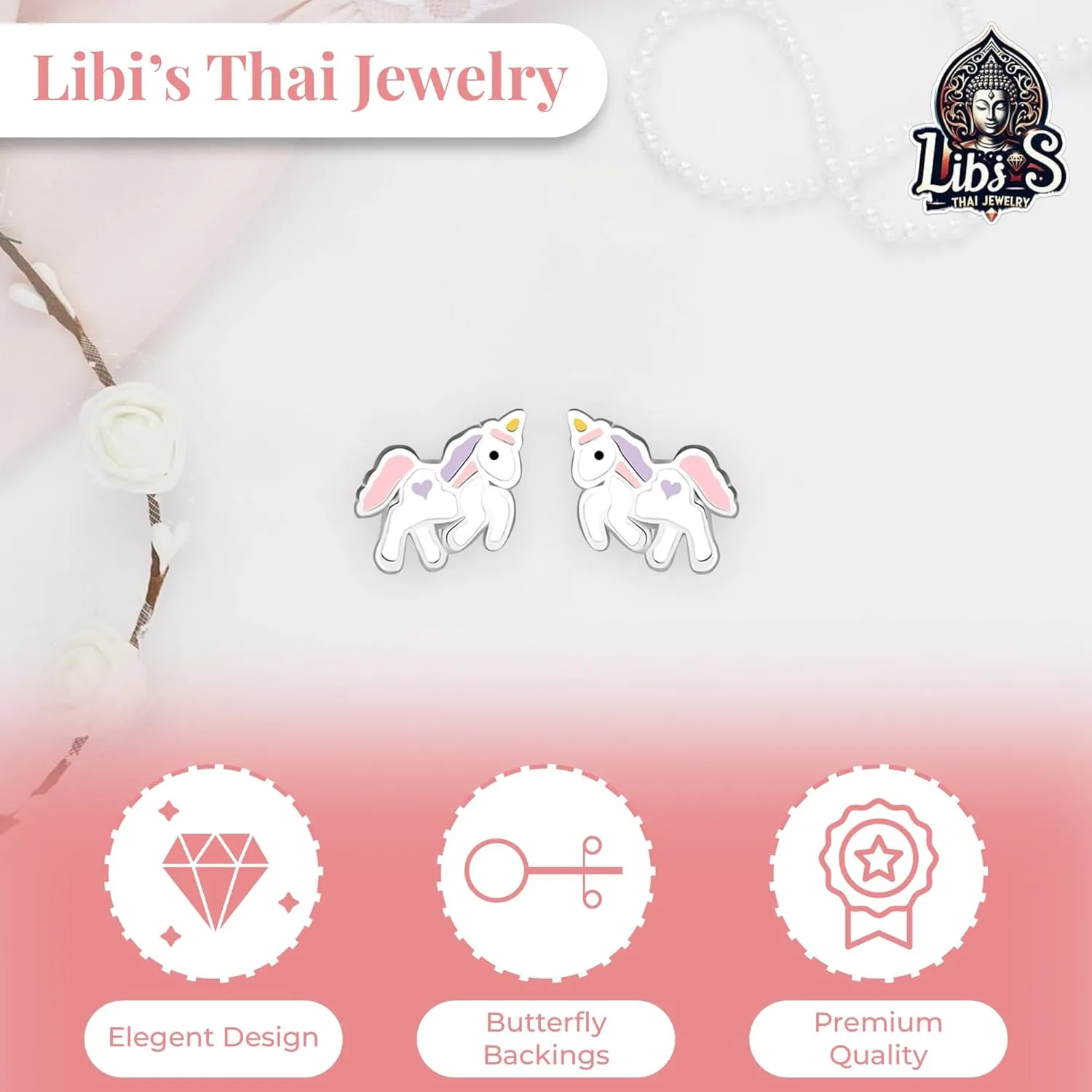 925 Sterling Silver Stud Earring - Nickel & Lead-Free Earring Studs for Women - Stylish & Cute Stud Earrings with Butterfly Lock -Libis Thai Jewelry