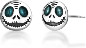 925 Sterling Silver Stud Earrings Halloween Pumpkin Ghost Face Hypoallergenic Earrings for Men Women Skull Earrings for Party