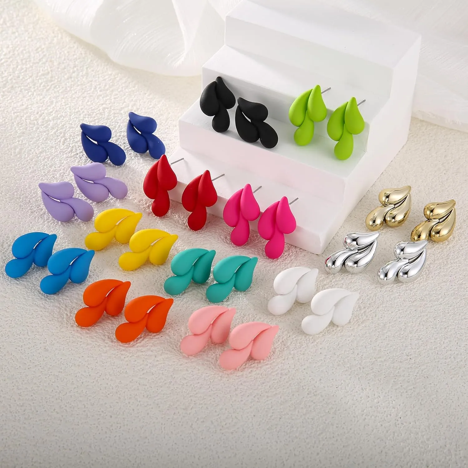 Acrylic Waterdrop Earrings for Women, Colorful Cute Teardrop Stud Earrings Lightweight Trendy Jewelry