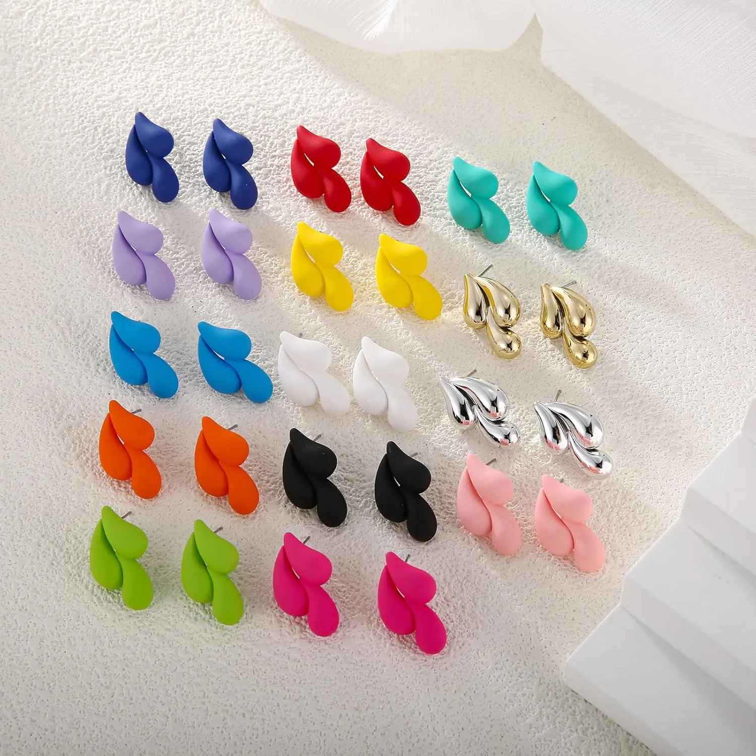 Acrylic Waterdrop Earrings for Women, Colorful Cute Teardrop Stud Earrings Lightweight Trendy Jewelry