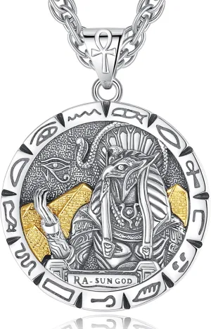AEONSLOVE 925 Sterling Silver Egyptian Jewelry, Egyptian Necklace/Anubis Pendants/Eye of Horus Necklaces Egypt Amulet Gifts for Women Men, 22 2 Inch Chain
