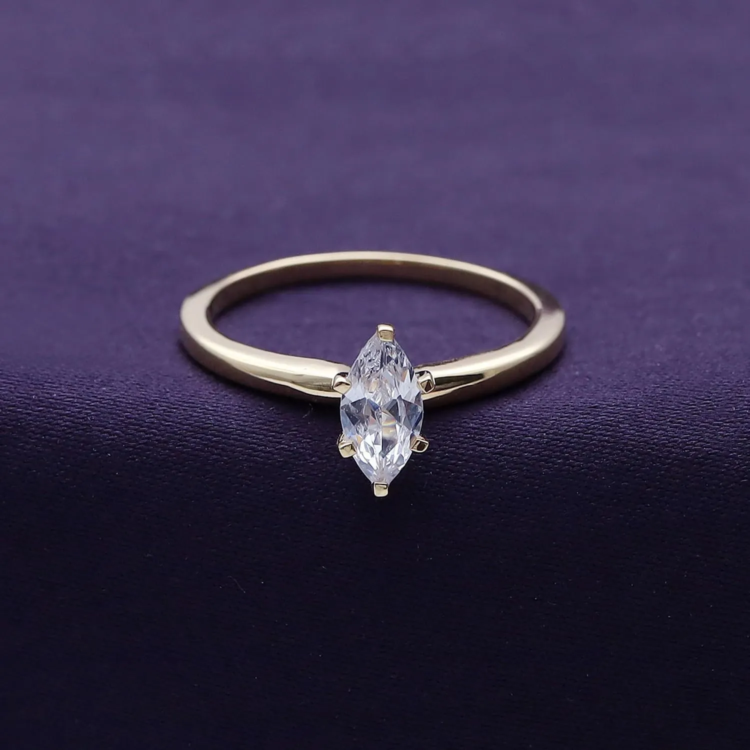 AFFY Solitaire Engagement Ring For Women, Marquise Cut Cubic Zirconia or Moissanite Diamond Wedding Ring 14k Gold Over Sterling Silver & 10k Solid Gold Jewelry Gift for Her (0.50 to 1.00 CT)