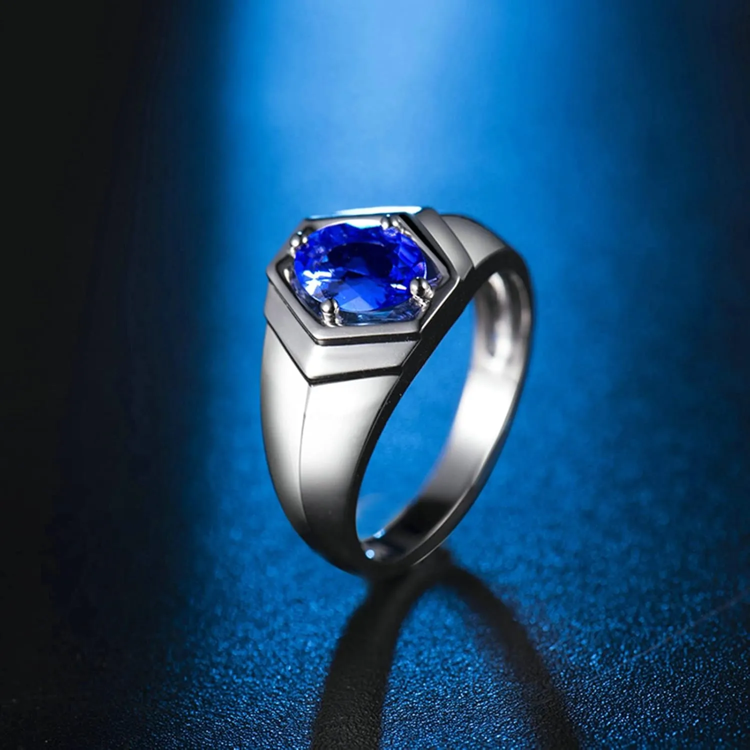 Aienid 18K Women's Wedding Rings White Gold 1ct Oval Cut Tanzanite Wedding Bands for Girls