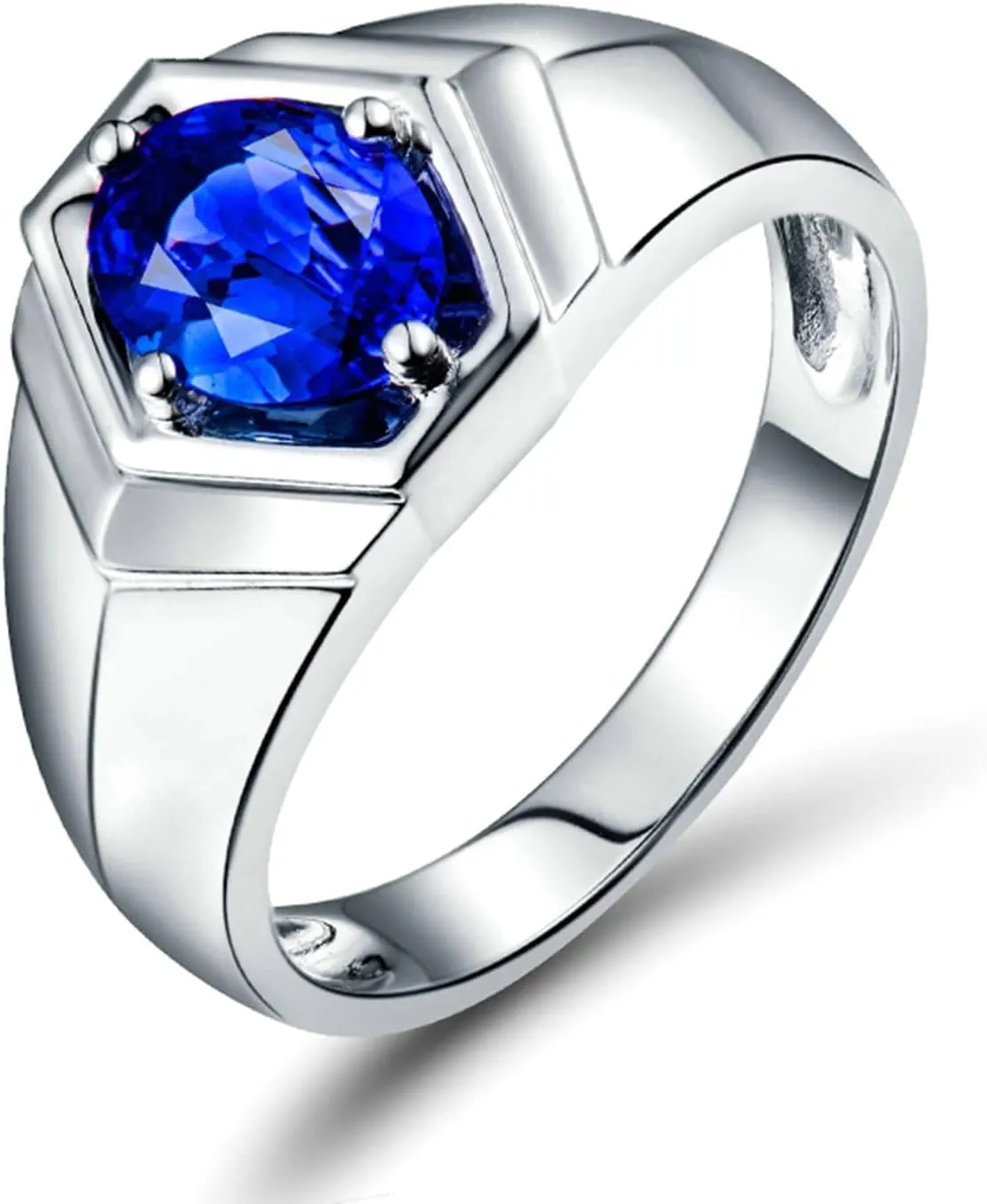 Aienid 18K Women's Wedding Rings White Gold 1ct Oval Cut Tanzanite Wedding Bands for Girls