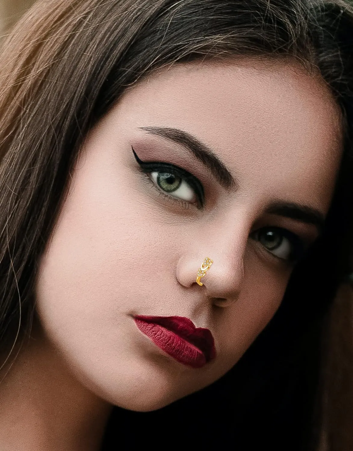 Akeoqi 6-12Pcs Nose Studs Nose Ring Inlaid Cubic Zirconia L Shaped Studs Lotus Star Heart Nose Nostril Piercing Jewelry for Women Men Sliver Gold Rose Gold Tone 20G