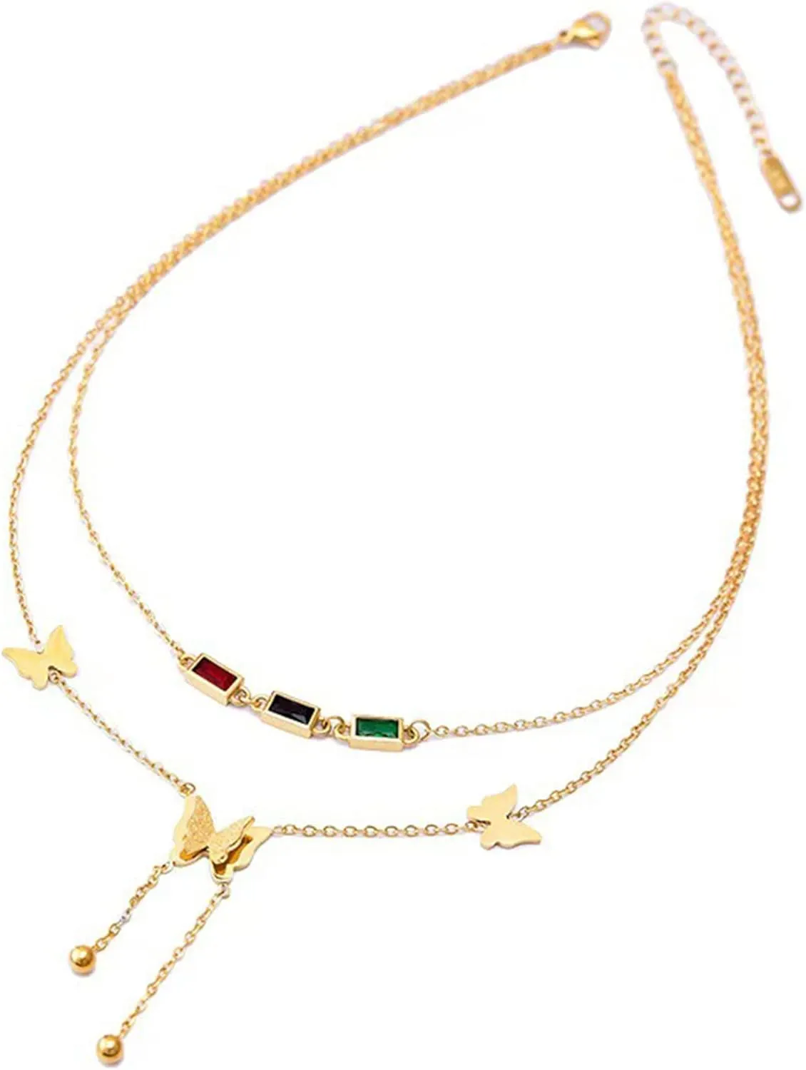 Aktully 18K Gold Layered Butterfly Necklaces for Women Butterfly Pendant Crystal Choker Necklace Gifts Butterfly Necklace for Girls Simple Necklaces for Women Butterfly Chain Cute Necklaces