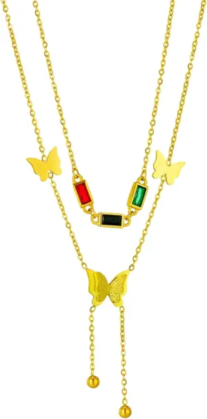 Aktully 18K Gold Layered Butterfly Necklaces for Women Butterfly Pendant Crystal Choker Necklace Gifts Butterfly Necklace for Girls Simple Necklaces for Women Butterfly Chain Cute Necklaces