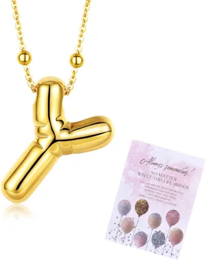 AllenCOCO Bubble Letter Necklaces Gold for Women, Thick 14K Gold Filled Balloon Initial Necklace Personalized Chunky Gold Letter Necklace for Women Non Tarnish Birthday Day Jewelry Gifts