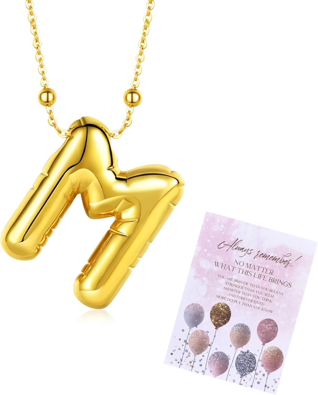 AllenCOCO Bubble Letter Necklaces Gold for Women, Thick 14K Gold Filled Balloon Initial Necklace Personalized Chunky Gold Letter Necklace for Women Non Tarnish Birthday Day Jewelry Gifts