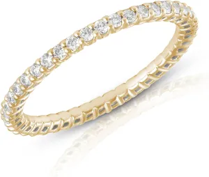 Amazon Essentials IGI Certified Lab Grown Diamond Eternity Band in Solid 14k Gold (VS1-VS2 Clarity, G-H Color) - Eternity Ring - Stackable Rings for Women