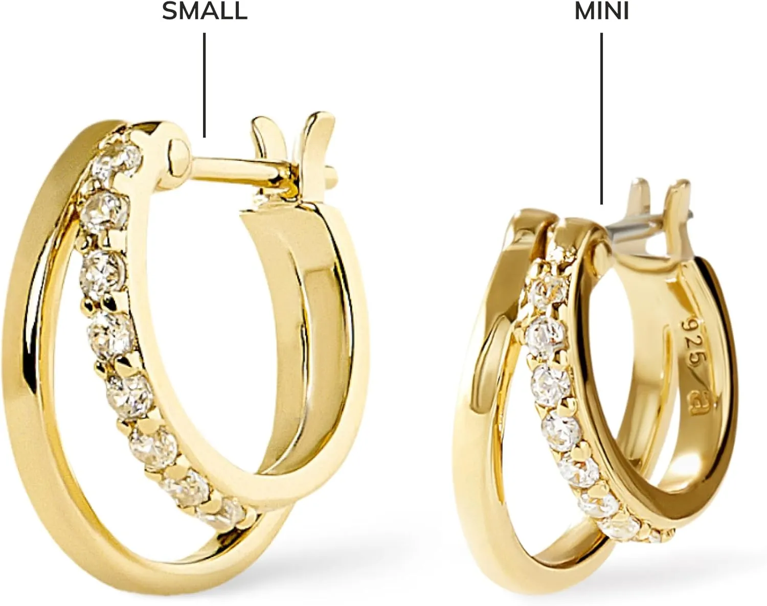Ana Luisa Toda Double Hoop Earrings for Women - Chic Small & Mini 14K Gold Plated & Silver Rhodium Plated Trendy Earrings - Hypoallergenic Water-Resistant Tarnish-Free Huggie Hoops-Dainty Double Hoops