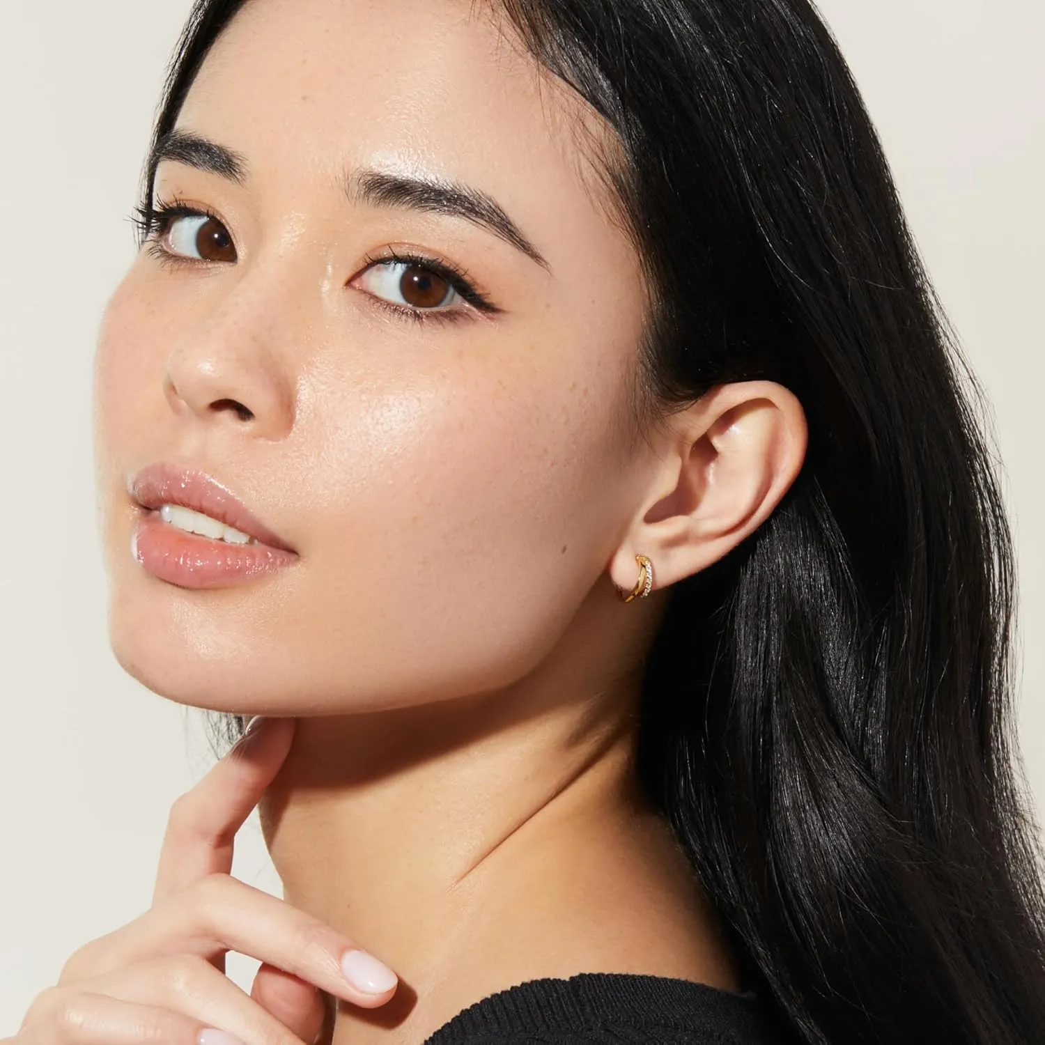 Ana Luisa Toda Double Hoop Earrings for Women - Chic Small & Mini 14K Gold Plated & Silver Rhodium Plated Trendy Earrings - Hypoallergenic Water-Resistant Tarnish-Free Huggie Hoops-Dainty Double Hoops