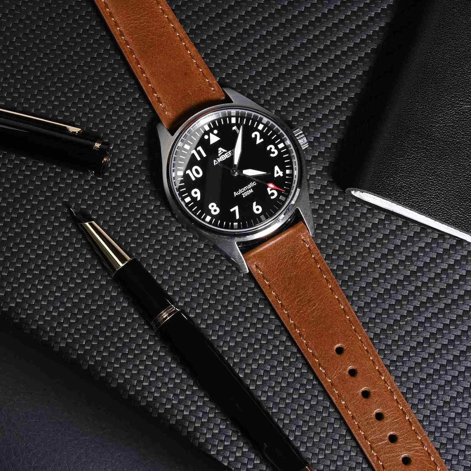 Anbeer Quick Release Leather Watch Bands Genuine Watch Straps for Men Women,18mm 20mm 22mm Italian Leather Watch Strap, Stainless Steel Buckle