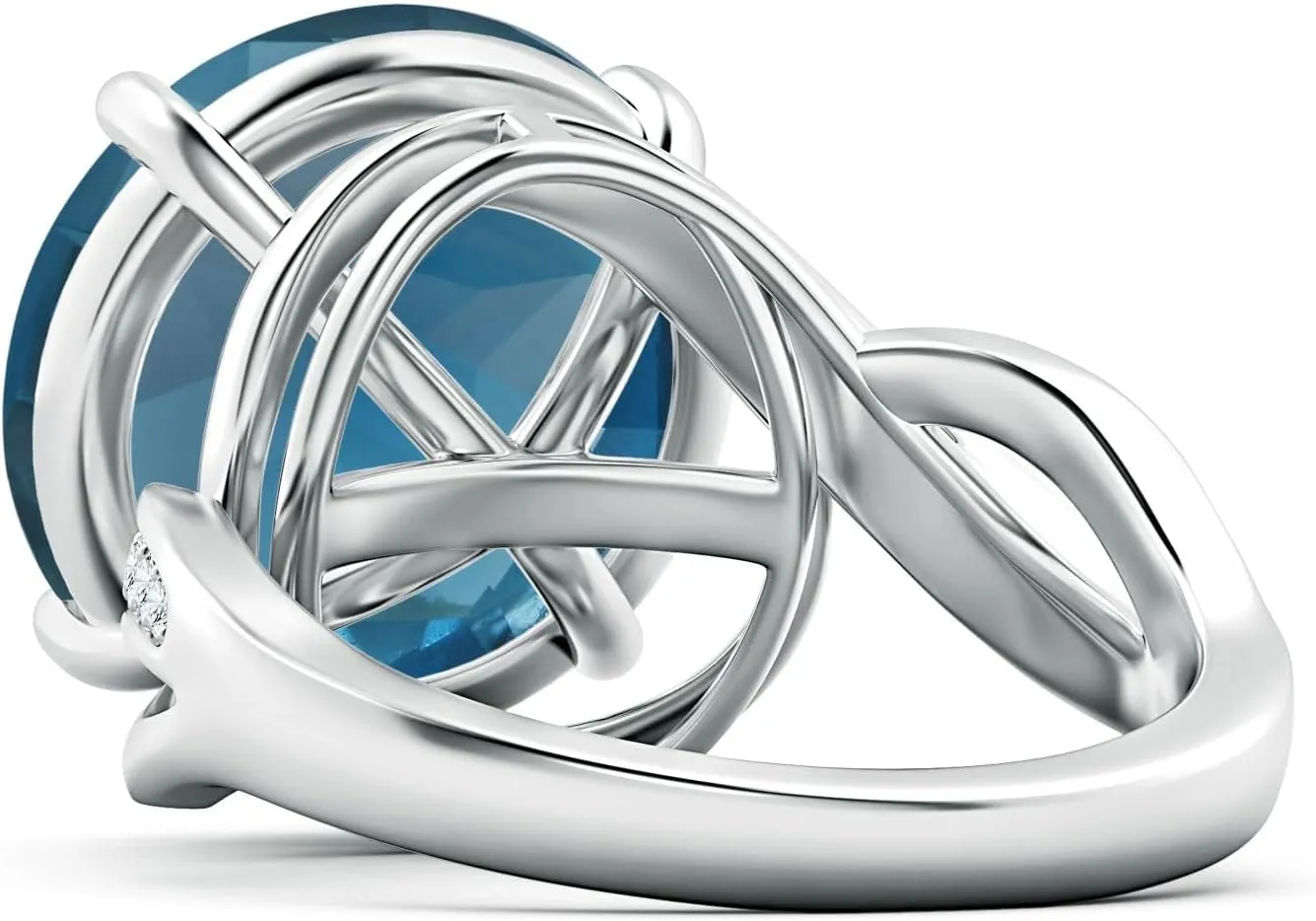 Angara Natural GIA Certified Solitaire Round 11.22 ct London Blue Topaz Infinity Ring in 14K Solid Gold/Platinum for Women | November Birthstone Jewelry for Women