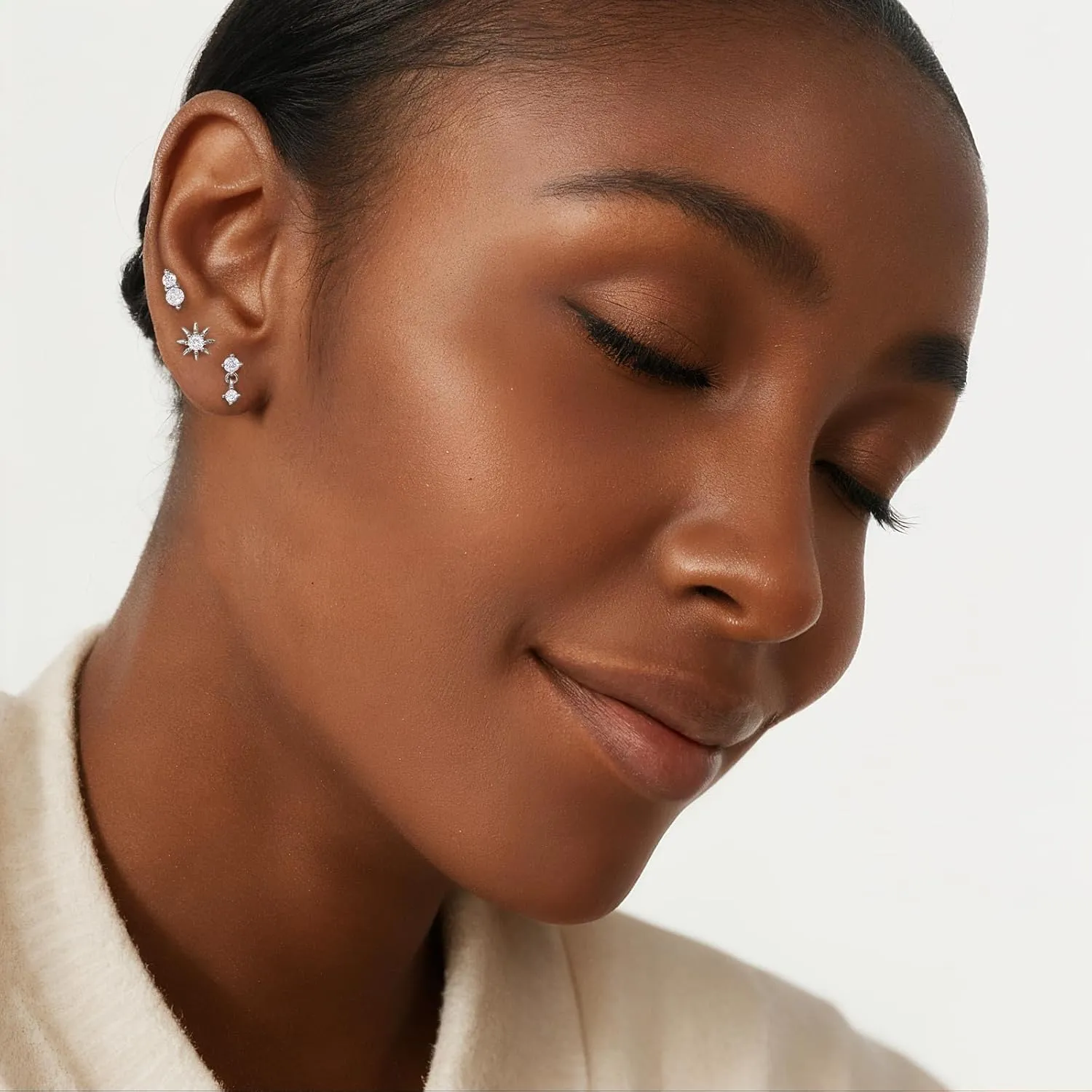 Angelady Flat Back Earrings Set for Women, 14K Gold Plated Flat Back Stud Earring Hypoallergenic, Sterling Silver Cartilage Earrings Helix Piercing Jewelry for Women