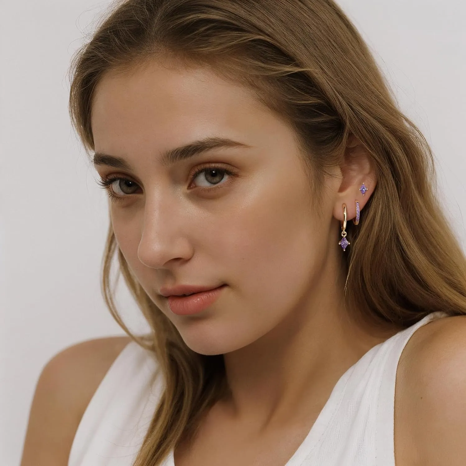 Angelady Gold Hoop Earrings Set for Women, Dainty 14K Gold Plated Huggies Earring, Sterling Silver Hypoallergenic Cartilage Earrings, Trendy Earring Stacks for Multiple Piercing Jewelry Gift(3 Pairs)