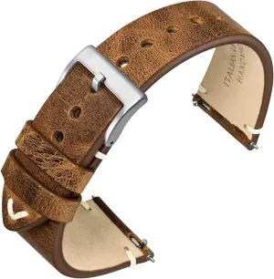 ANNEFIT Quick Release Watch Bands, Italian Vintage Leather Replacement Strap for Men and Women, Band Width 18mm 20mm 22mm