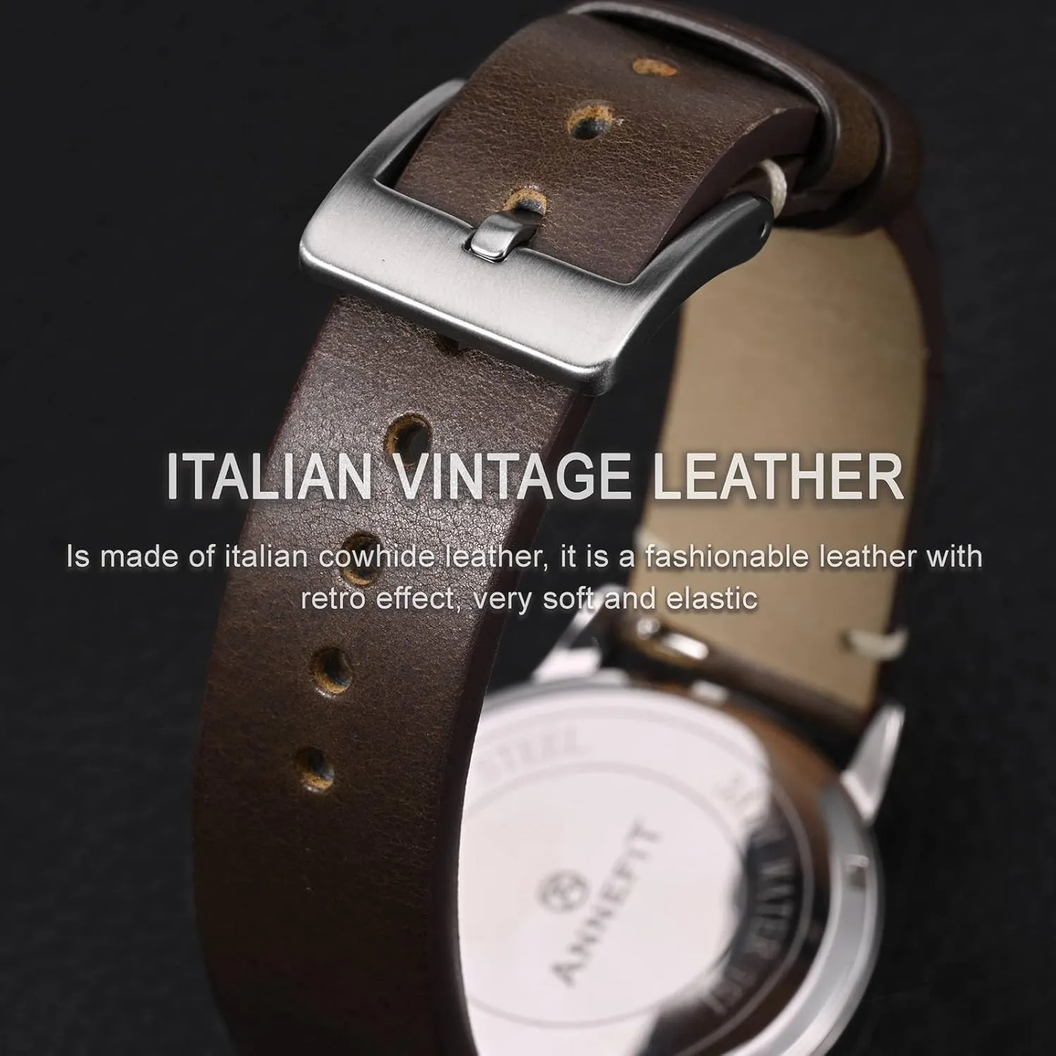 ANNEFIT Quick Release Watch Bands, Italian Vintage Leather Replacement Strap for Men and Women, Band Width 18mm 20mm 22mm