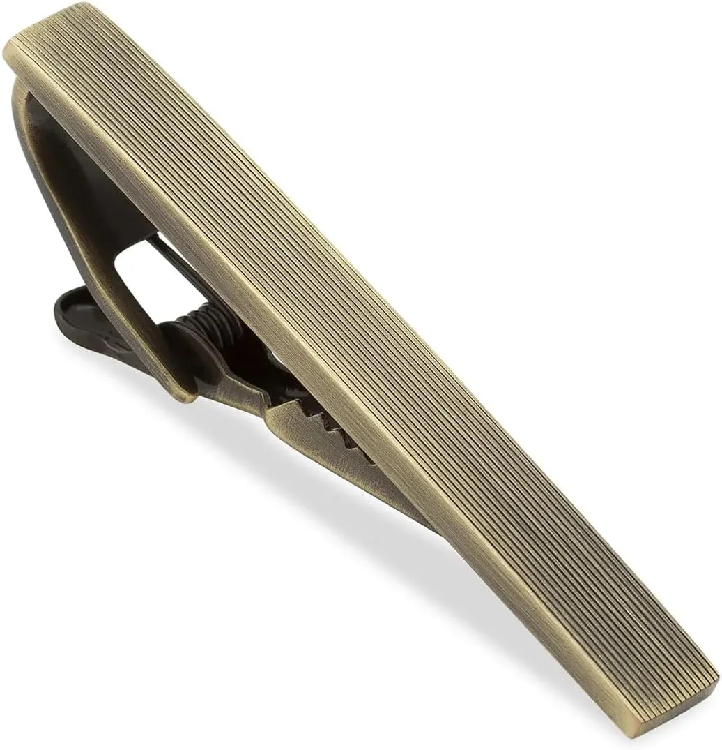 Antique Brass Horizontal Lines Tie Bar Brass Rhodium Plating Antique Brass Horizontal Lines Tie Bar