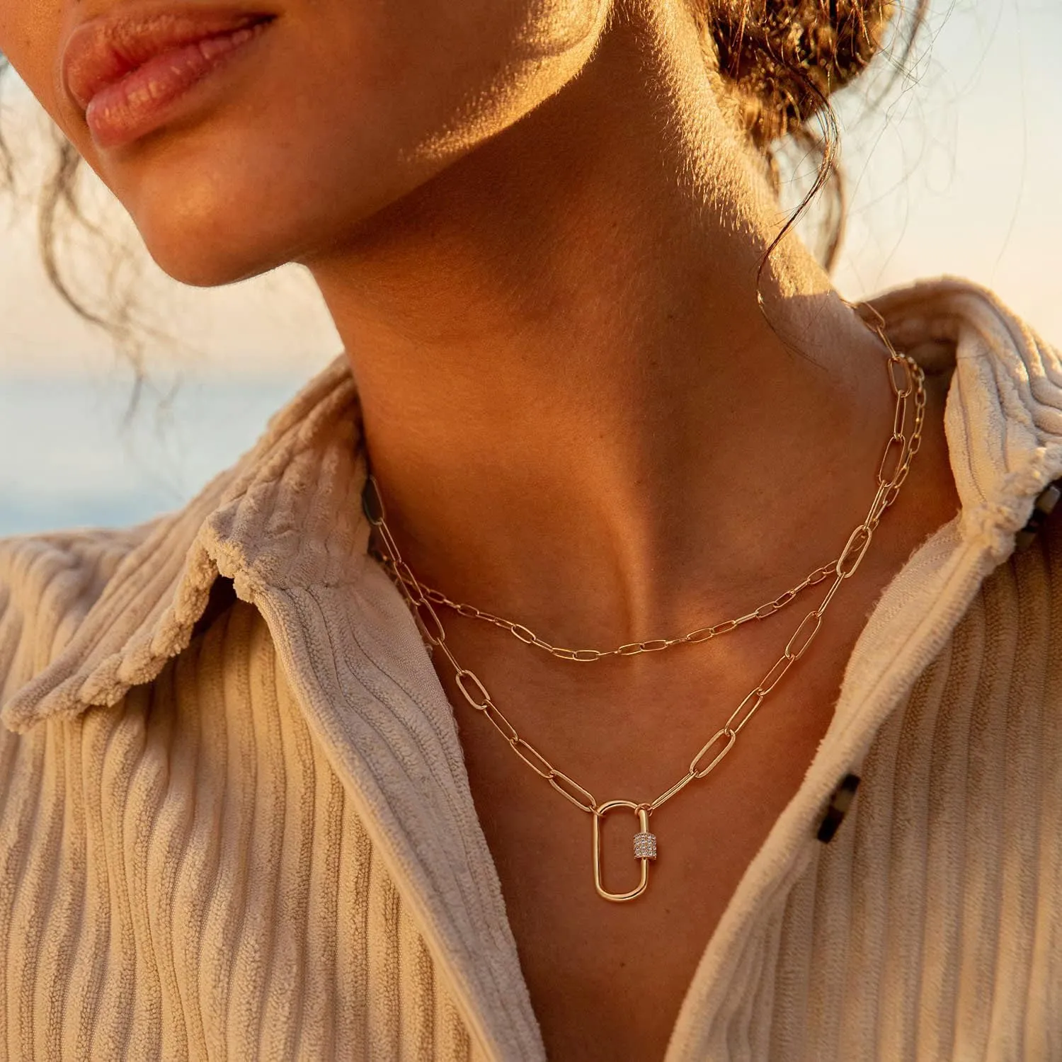 Aobei Pearl 18K Gold Moon Star Lion Evil Eye Love Heart Cross Pendant Necklace Medallion Paperclip Chian Choker Layering Jewery for Women