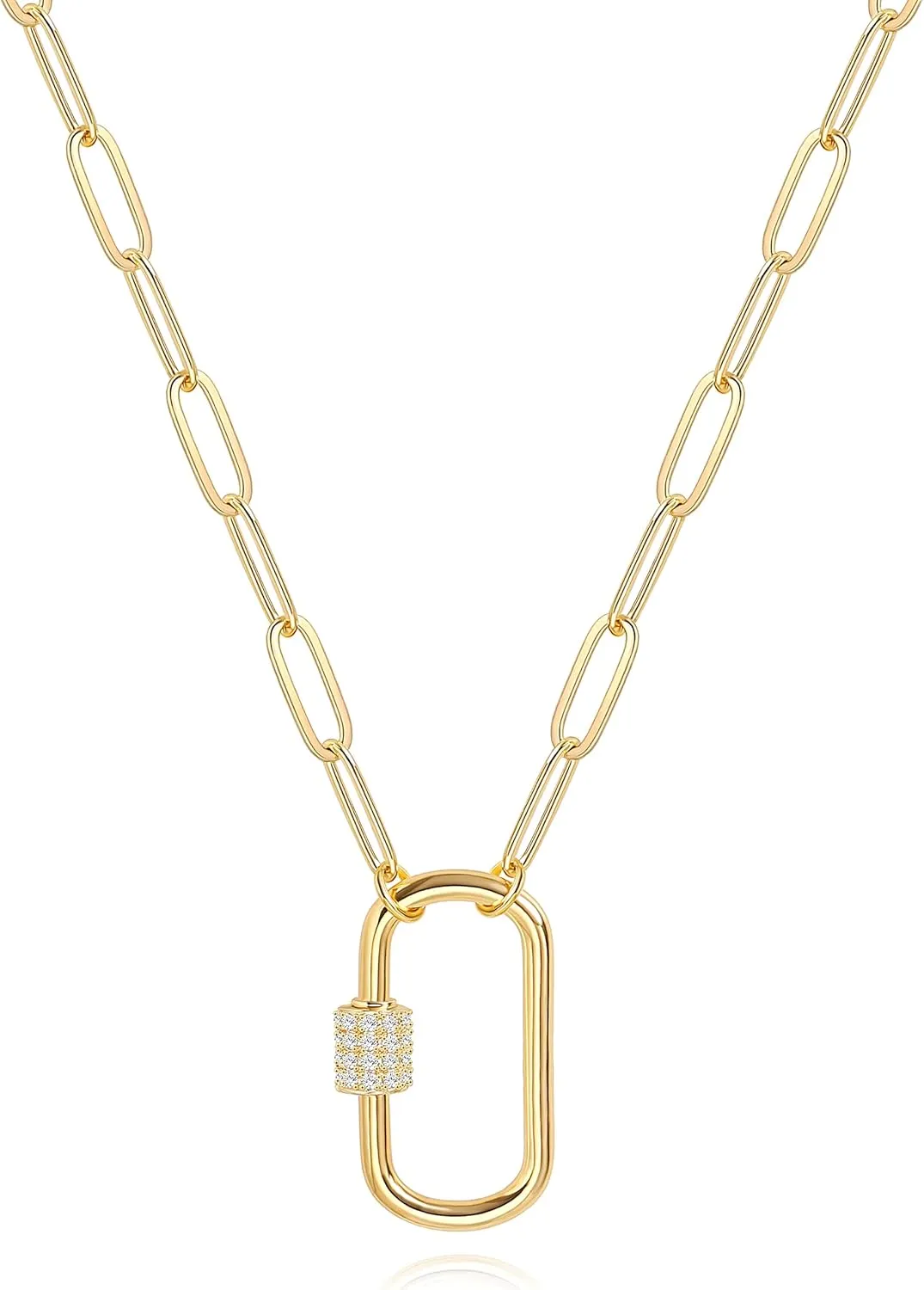 Aobei Pearl 18K Gold Moon Star Lion Evil Eye Love Heart Cross Pendant Necklace Medallion Paperclip Chian Choker Layering Jewery for Women