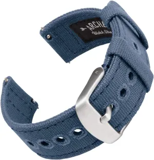 Archer Watch Straps - Canvas Quick Release Watch Bands (Classic Denim Blue, 18mm)
