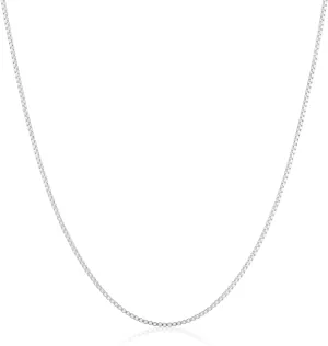 ARGENTO REALE Authentic 925 Sterling Silver Box Chain Necklace, Silver Box Link Necklace, Sterling Silver Chain 16-30 Inch, Made In Italy, Women Men