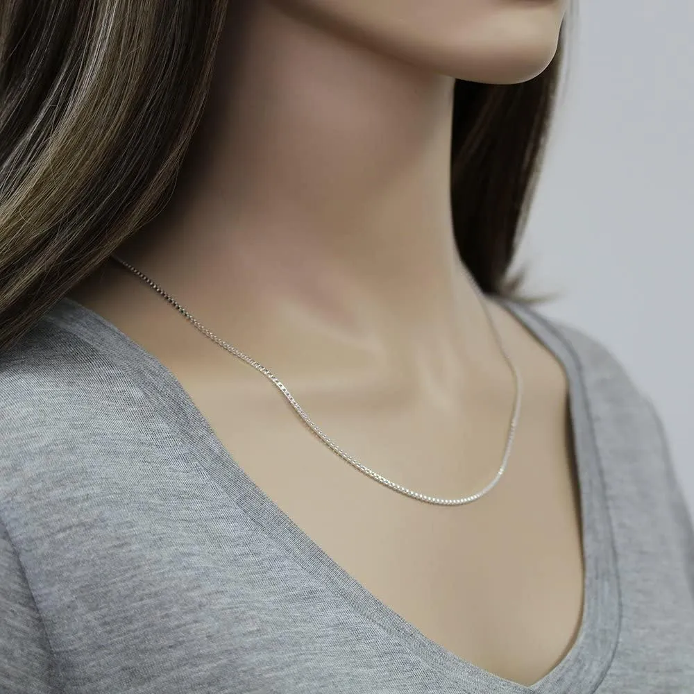 ARGENTO REALE Authentic 925 Sterling Silver Box Chain Necklace, Silver Box Link Necklace, Sterling Silver Chain 16-30 Inch, Made In Italy, Women Men