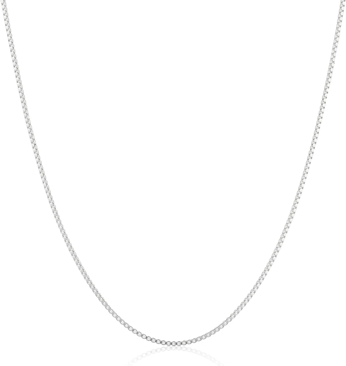ARGENTO REALE Authentic 925 Sterling Silver Box Chain Necklace, Silver Box Link Necklace, Sterling Silver Chain 16-30 Inch, Made In Italy, Women Men
