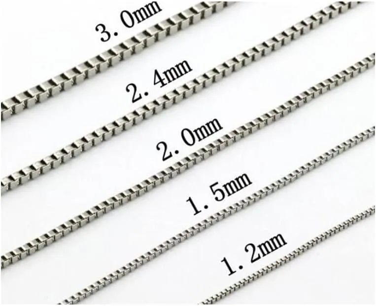ARGENTO REALE Authentic 925 Sterling Silver Box Chain Necklace, Silver Box Link Necklace, Sterling Silver Chain 16-30 Inch, Made In Italy, Women Men