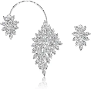 Asymmetrical Earring Ear Cuff Studs for Women, Trendy 14K Gold Plated CZ Crystal Clip On Cartilage Earrings Jewelry for Teen Girls Gifts for Women