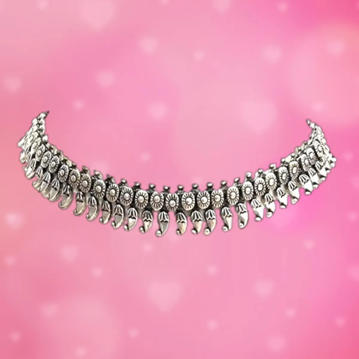 athizay Collar Necklaces Indian Hasli Ethnic silver Jewelry oxidised for women traditional Jewellery antique texture Metal Necklace