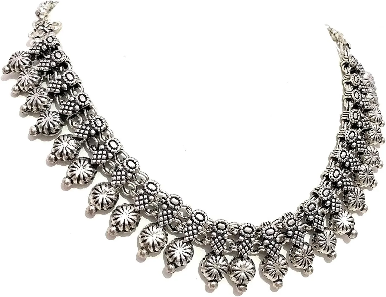 athizay oxidized Indian Jewelry for women Antique silver texture fashion Necklaces traditional style metal beads heavy embellishment