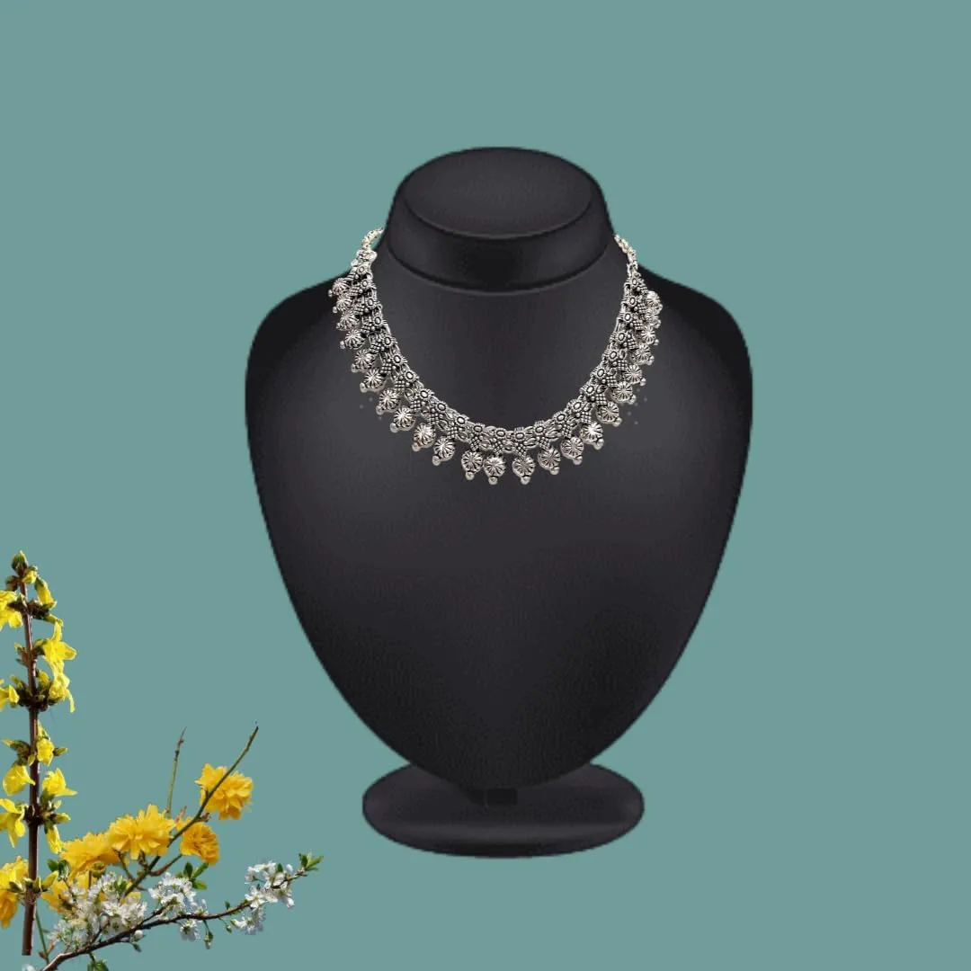athizay oxidized Indian Jewelry for women Antique silver texture fashion Necklaces traditional style metal beads heavy embellishment