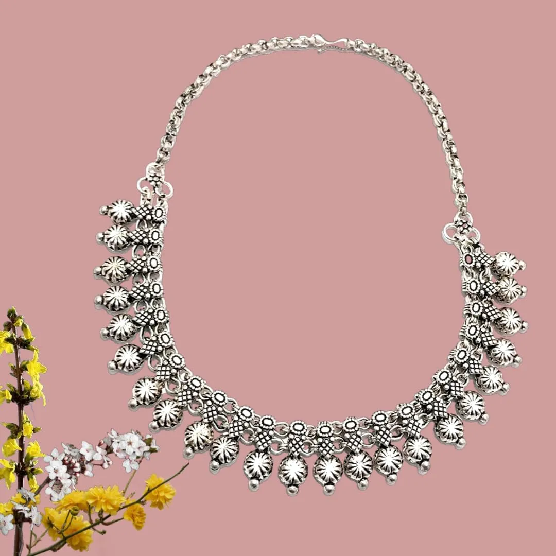 athizay oxidized Indian Jewelry for women Antique silver texture fashion Necklaces traditional style metal beads heavy embellishment