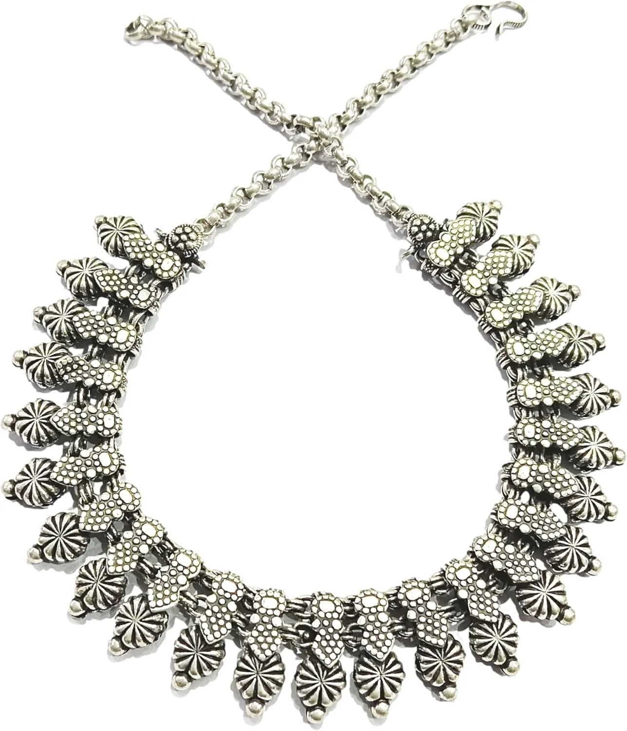 athizay oxidized Indian Jewelry for women Antique silver texture fashion Necklaces traditional style metal beads heavy embellishment