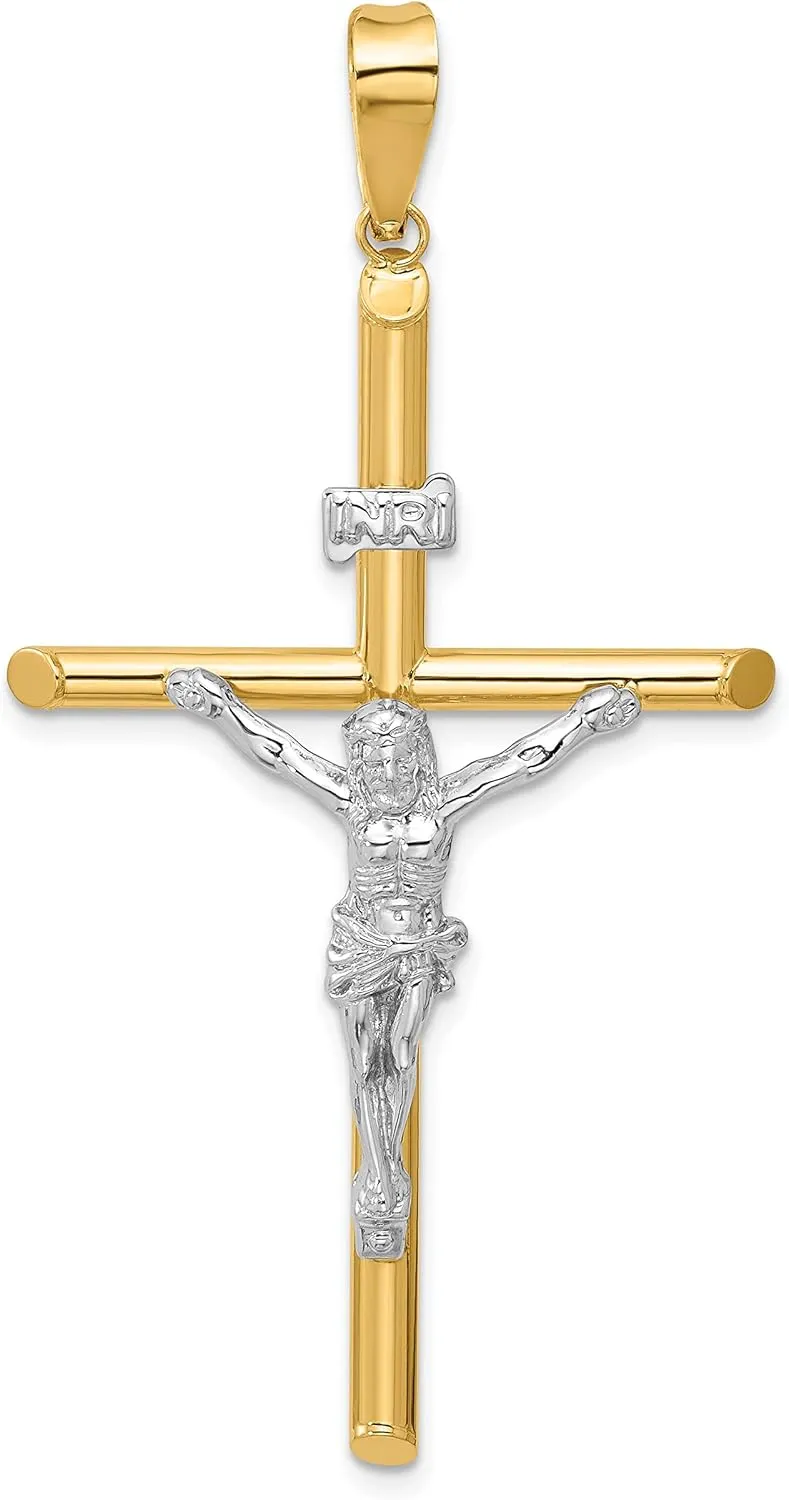 Avariah Gold 14k Two-Tone Polished Jesus Crucifix Pendant - 62.5mm
