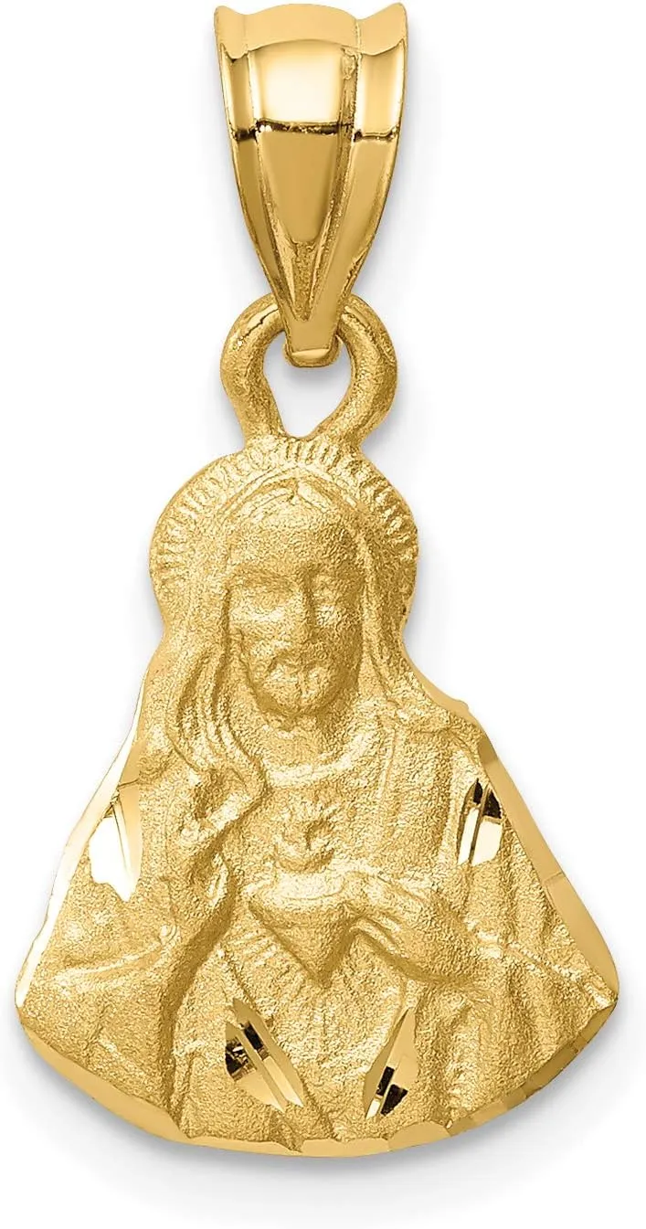 Avariah Solid 14K Yellow Gold Brushed Diamond-Cut Jesus Pendant