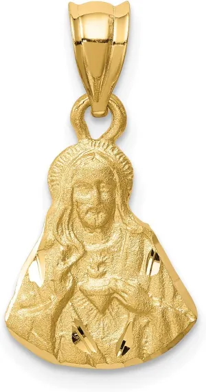 Avariah Solid 14K Yellow Gold Brushed Diamond-Cut Jesus Pendant