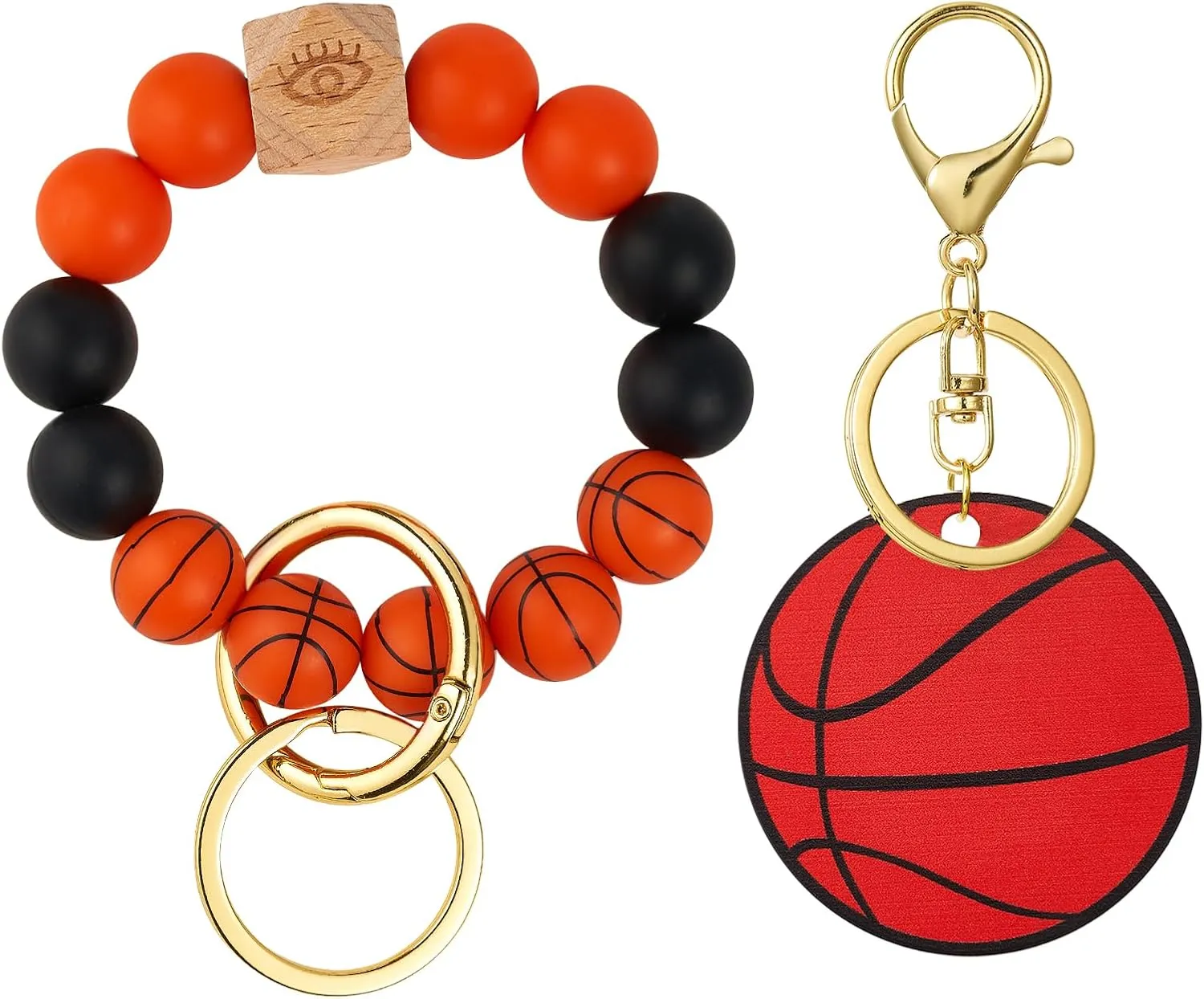 Balls Silicone Beaded Keychain Wristlet Key Ring Bracelet Suitable for Men and Women Wallets Backpacks Car Keys