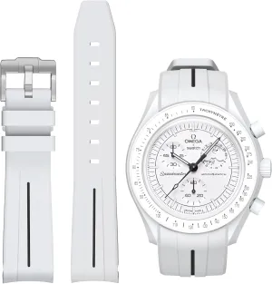 Bands for Moonswatch Watch,Curved No Gap Rubber Strap Compatible with Omega X Swatch Moonswatch Speedmaster/Rolex/SEIKO 20mm Watch,Swatch Omega Moonswatch Speedmaster Watch Replacement Band Men Women