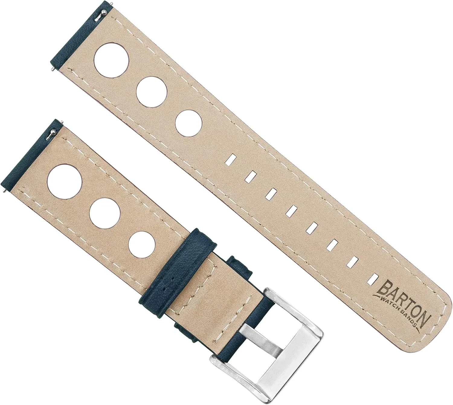 Barton Racing & Rally Horween Leather Straps with Integrated Quick Release Spring Bars - Standard Length fits Wrists 5" to 8"-18mm, 19mm, 20mm, 21mm, 22mm, 23mm & 24mm Watch Bands - Choose Strap Color & Width