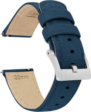 BARTON Sailcloth Quick Release Premium Nylon Weave Choice of Color and Width 18mm, 19mm, 20mm, 21mm, 22mm, 23mm, 24mm